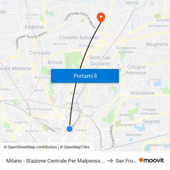 Milano - Stazione Centrale Per Malpensa (Salita In Via Sammartini) to San Fruttuoso map