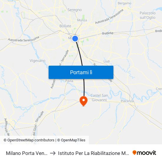 Milano Porta Venezia to Istituto Per La Riabilitazione Maugeri map