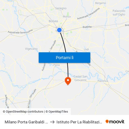 Milano Porta Garibaldi (Passante) to Istituto Per La Riabilitazione Maugeri map