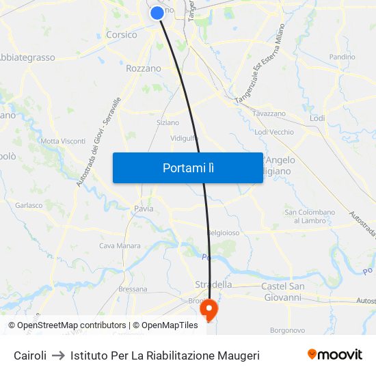 Cairoli to Istituto Per La Riabilitazione Maugeri map
