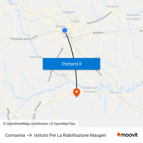 Comasina to Istituto Per La Riabilitazione Maugeri map