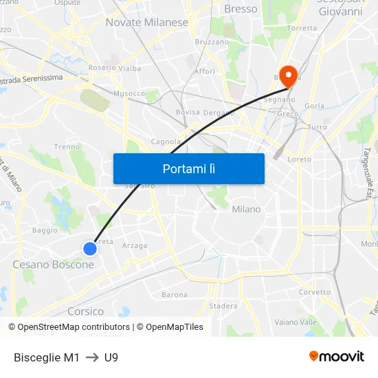 Bisceglie M1 to U9 map