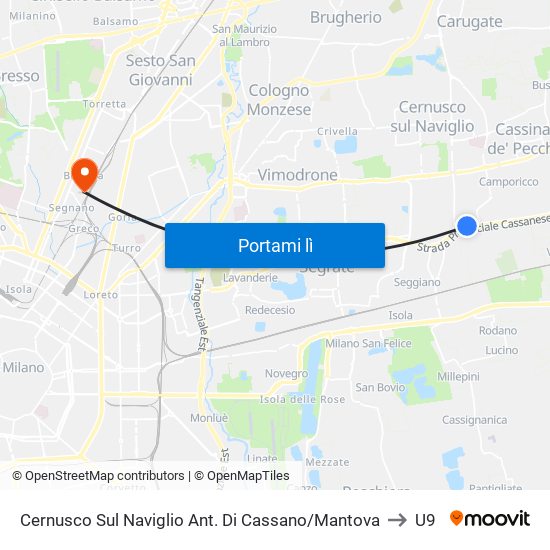 Cernusco Sul Naviglio Ant. Di Cassano/Mantova to U9 map