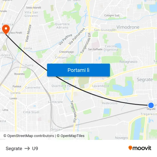 Segrate to U9 map