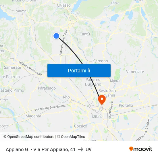 Appiano G. - Via Per Appiano, 41 to U9 map
