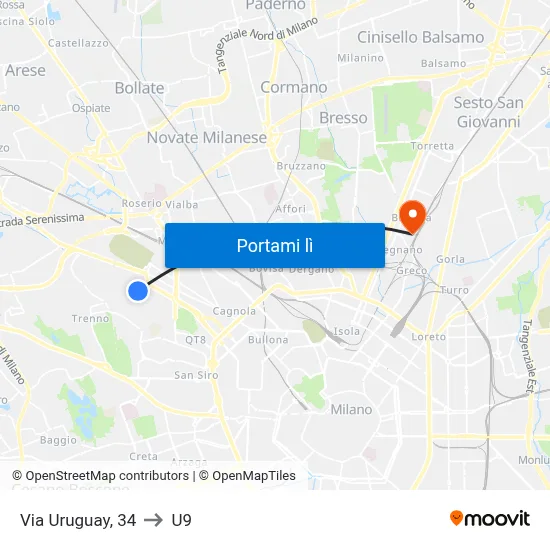 Via Uruguay, 34 to U9 map