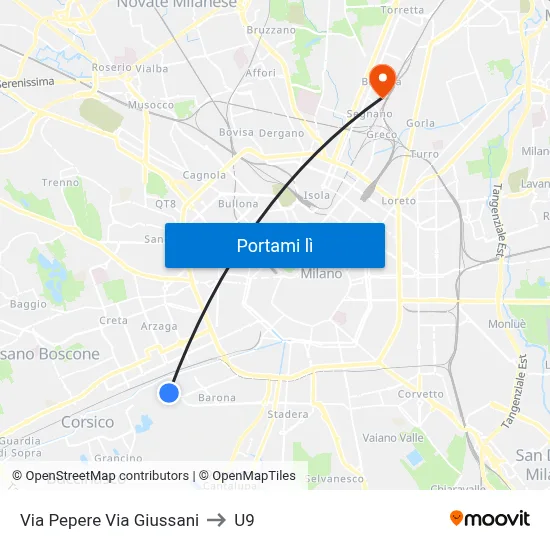 Via Pepere Via Giussani to U9 map