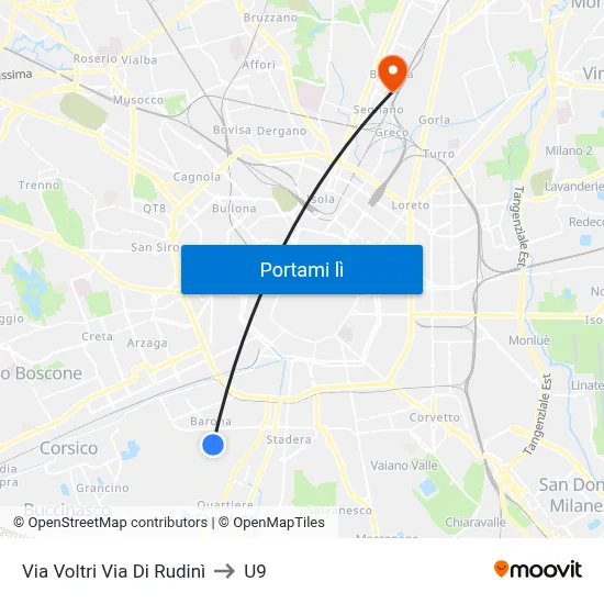 Via Voltri Via Di Rudinì to U9 map