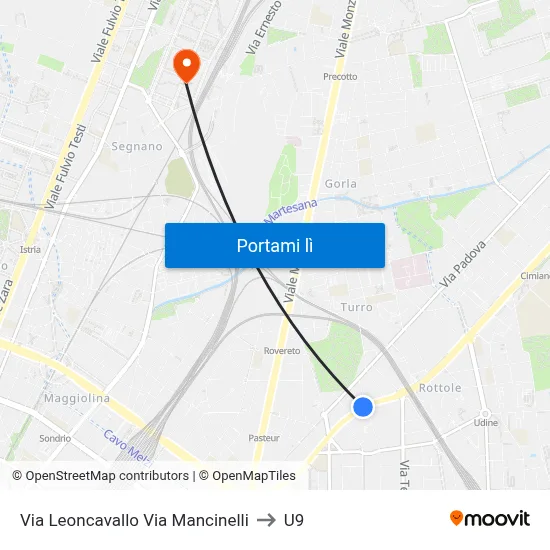 Via Leoncavallo Via Mancinelli to U9 map