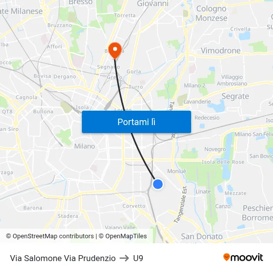 Via Salomone Via Prudenzio to U9 map