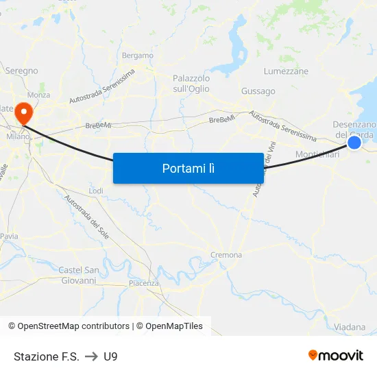 Stazione F.S. to U9 map