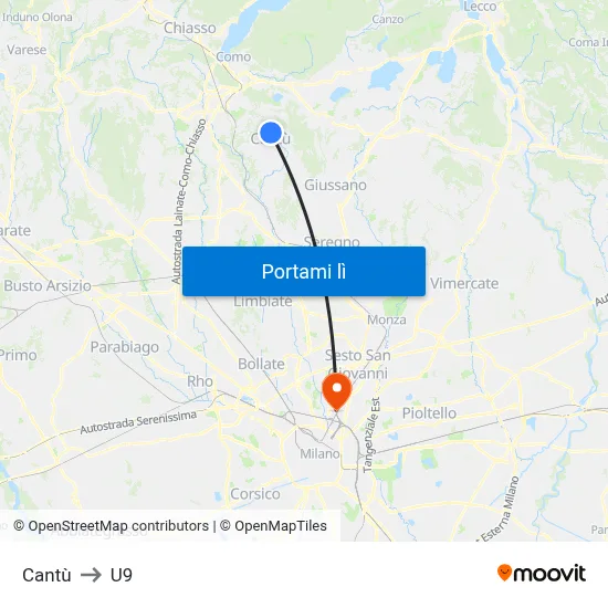Cantù to U9 map