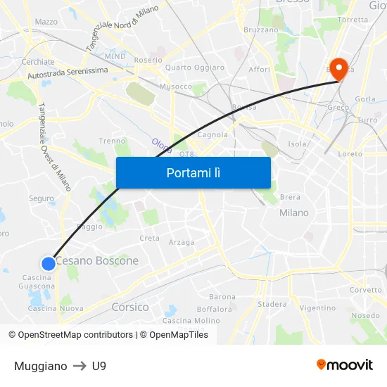 Muggiano to U9 map