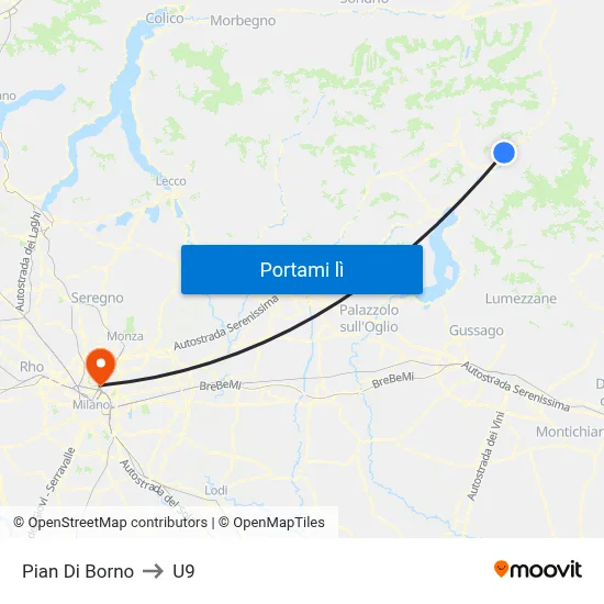 Pian Di Borno to U9 map