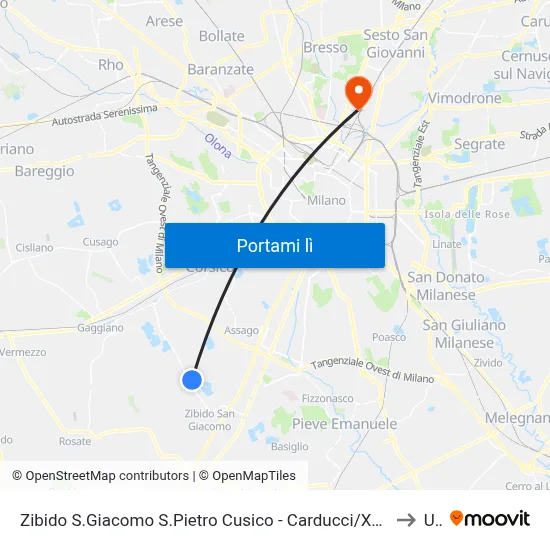 Zibido S.Giacomo S.Pietro Cusico - Carducci/Xxv Aprile to U9 map