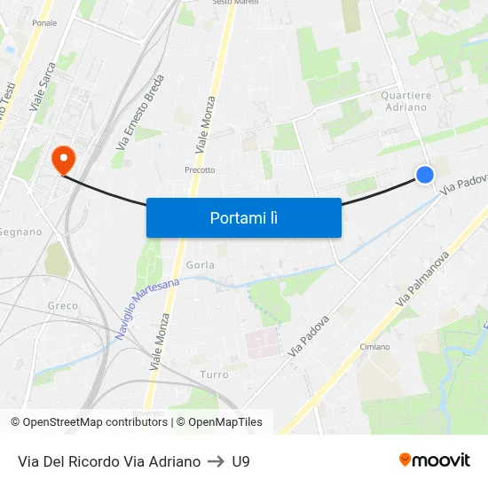 Via Del Ricordo Via Adriano to U9 map