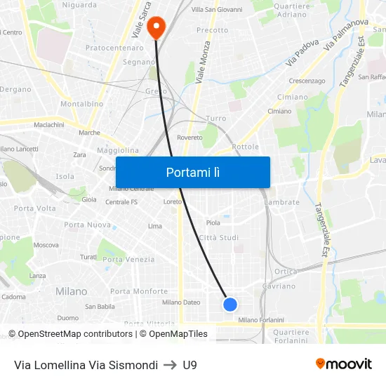 Via Lomellina Via Sismondi to U9 map