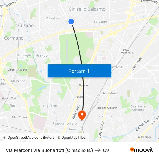 Via Marconi Via Buonarroti (Cinisello B.) to U9 map