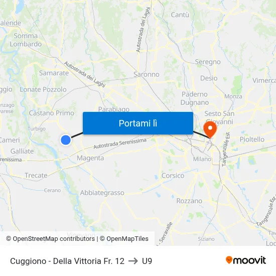 Cuggiono -  Della Vittoria Fr.  12 to U9 map