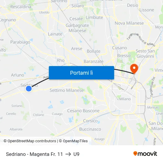 Sedriano -  Magenta Fr.  11 to U9 map