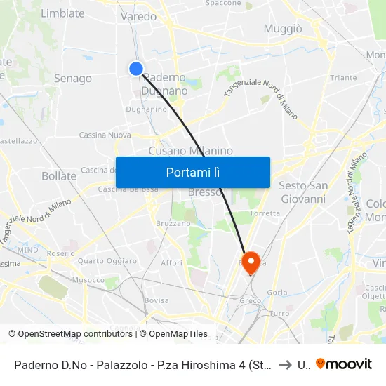 Paderno D.No - Palazzolo - P.za Hiroshima 4 (Staz. Fnm) to U9 map