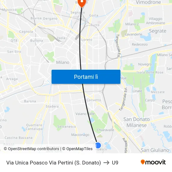 Via Unica Poasco Via Pertini (S. Donato) to U9 map