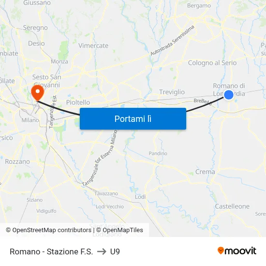 Romano - Stazione F.S. to U9 map