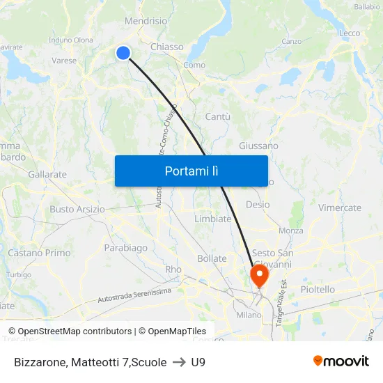 Bizzarone, Matteotti 7,Scuole to U9 map