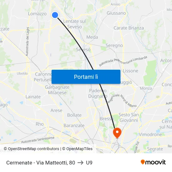 Cermenate - Via Matteotti, 80 to U9 map