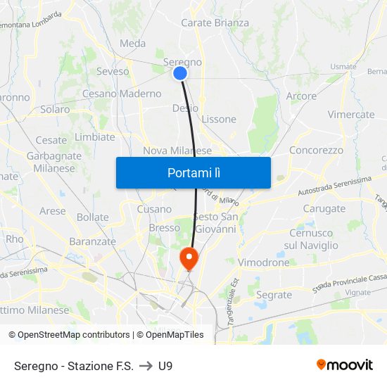 Seregno - Stazione F.S. to U9 map