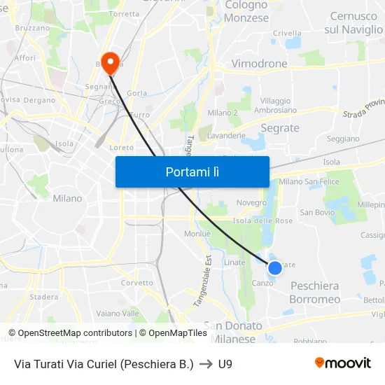 Via Turati Via Curiel (Peschiera B.) to U9 map