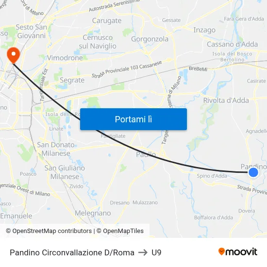 Pandino Circonvallazione D/Roma to U9 map