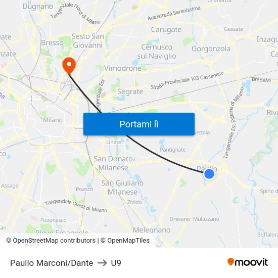 Paullo Marconi/Dante to U9 map