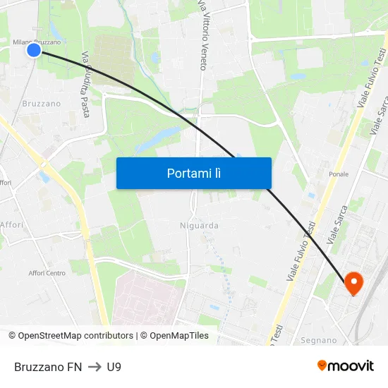 Bruzzano FN to U9 map