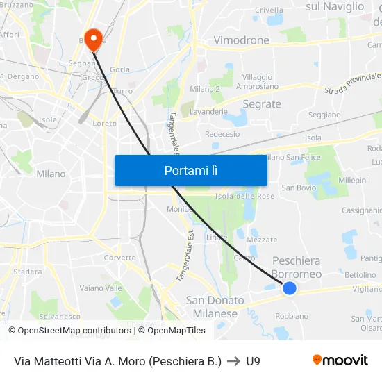 Via Matteotti Via A. Moro (Peschiera B.) to U9 map