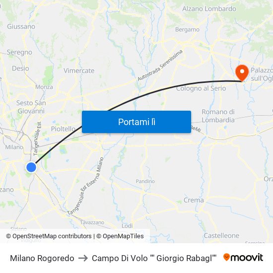 Milano Rogoredo to Campo Di Volo "" Giorgio Rabagl"" map