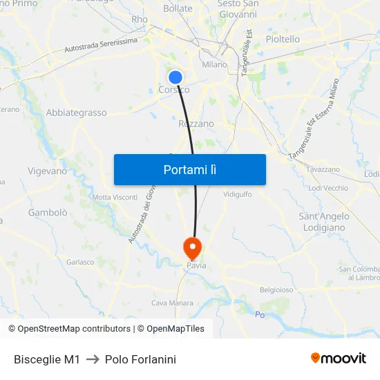 Bisceglie M1 to Polo Forlanini map