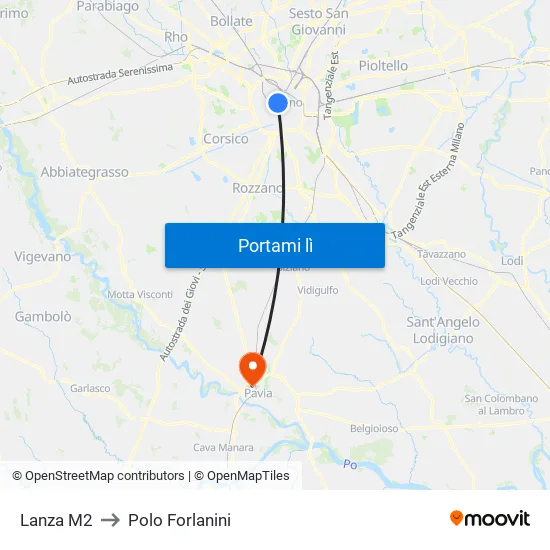 Lanza M2 to Polo Forlanini map