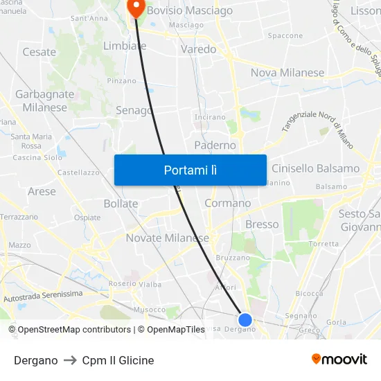 Dergano to Cpm Il Glicine map