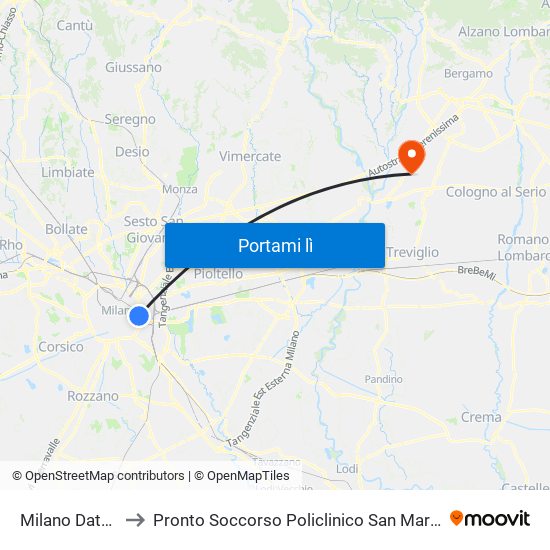 Milano Dateo to Pronto Soccorso Policlinico San Marco map