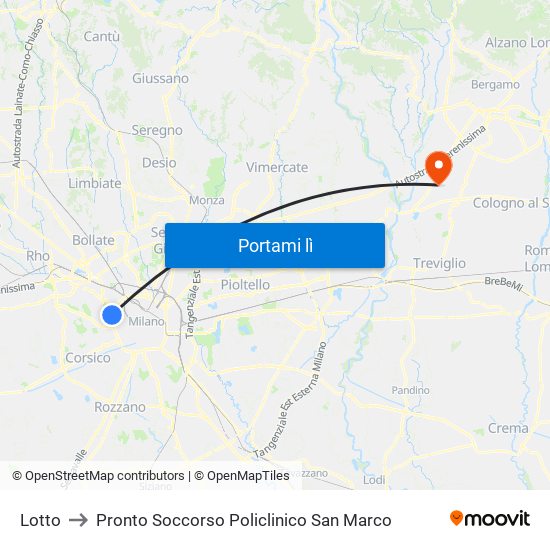 Lotto to Pronto Soccorso Policlinico San Marco map