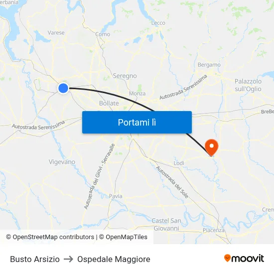 Busto Arsizio to Ospedale Maggiore map