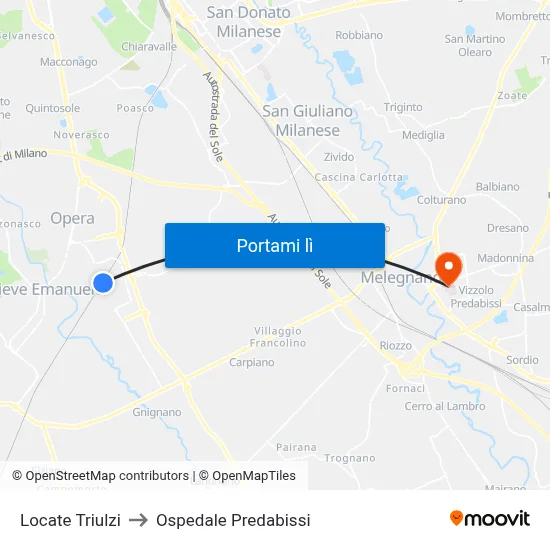 Locate Triulzi to Ospedale Predabissi map