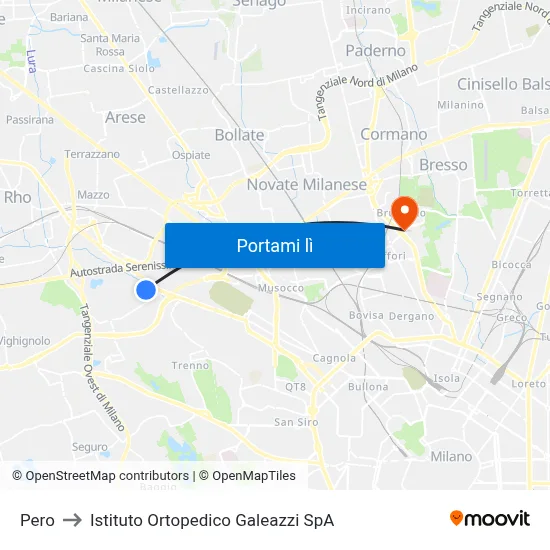 Pero to Istituto Ortopedico Galeazzi SpA map