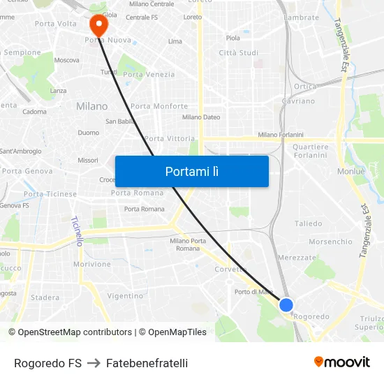 Rogoredo FS to Fatebenefratelli map