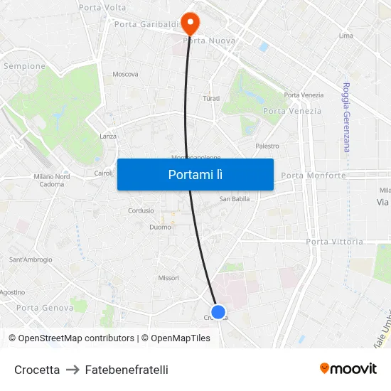 Crocetta to Fatebenefratelli map
