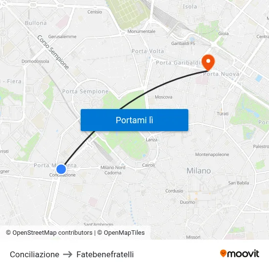 Conciliazione to Fatebenefratelli map