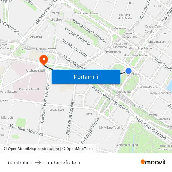 Repubblica to Fatebenefratelli map