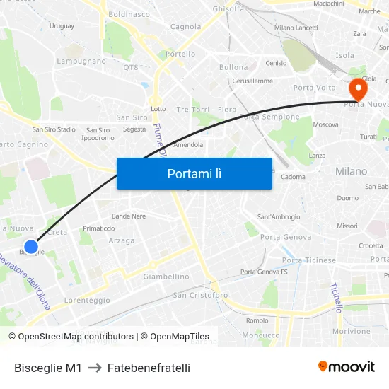 Bisceglie M1 to Fatebenefratelli map