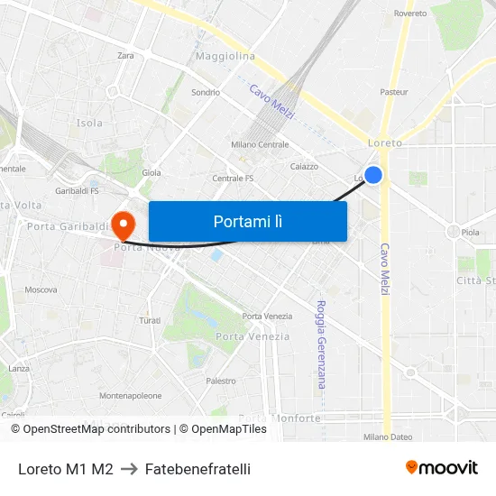 Loreto M1 M2 to Fatebenefratelli map